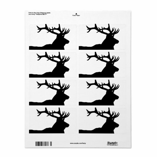 Elk Head Silhouette Etiket (Full Sheet)