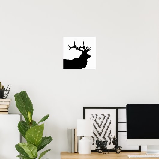 Elk Head Silhouette Poster (Thuiskantoor)