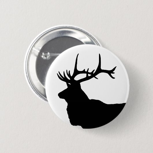 Elk Head Silhouette Ronde Button 5,7 Cm (Voorkant /achterkant)