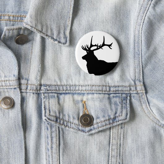 Elk Head Silhouette Ronde Button 5,7 Cm (In situ)