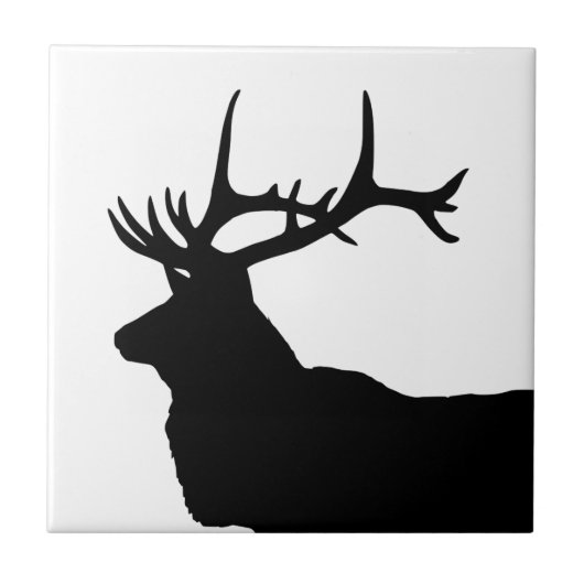 Elk Head Silhouette Tegeltje (Voorkant)