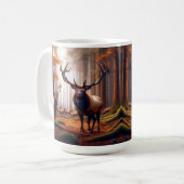 Elk Herd In Betoverd Bos Tijdens Gouden Herfst Koffiemok (Voorkant links)