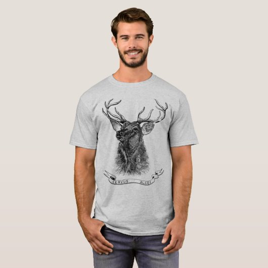 elk hoofd mannen leuke t-shirt (Voorkant volledig)