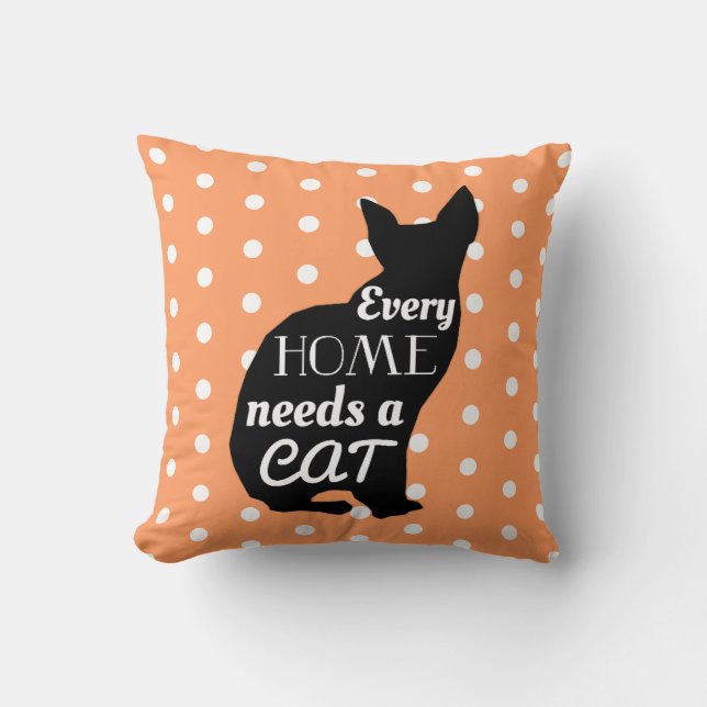 Elk huis heeft een kat Sinaasappel Polka Dots nodi Kussen (Voorkant)