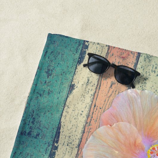 Elk huis verfde hout gestreept hibiscus strandlaken (In situ)