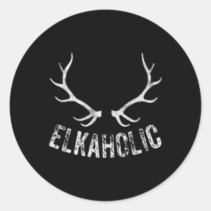 Elk Hunter Hunting Funny Elkaholic Ronde Sticker