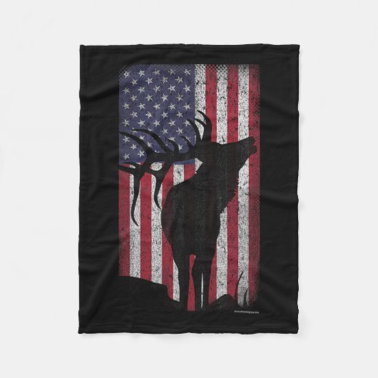 Elk Hunting Bugling Bull Amerikaanse vlag - Amerik Fleece Deken (Voorkant)