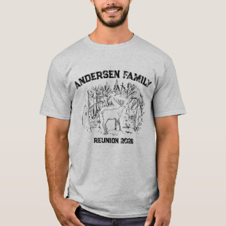 Elk in bos illustratie op maat gemaakte familie re t-shirt