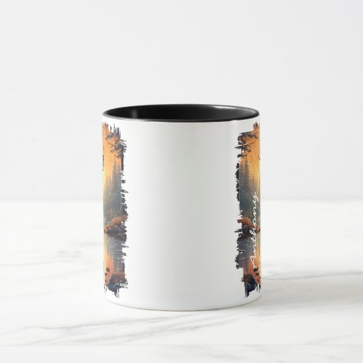 Elk in de herfst Forest Lake Reflectie Mok (Midden)