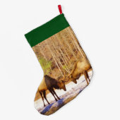 Elk in de sneeuw grote kerstsok (Achterkant (Hangend))