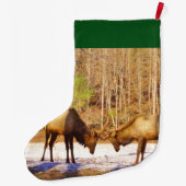 Elk in de sneeuw grote kerstsok (Achterkant)