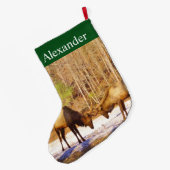 Elk in de sneeuwgrote kerstinslag grote kerstsok (Achterkant (Hangend))