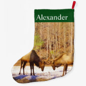 Elk in de sneeuwgrote kerstinslag grote kerstsok (Achterkant)