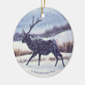 Elk in de sneeuwronde keramisch ornament (Links)