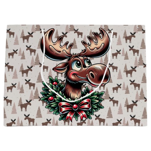 Elk in de winter groot cadeauzakje (Voorkant)