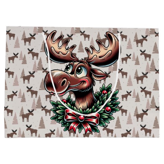 Elk in de winter groot cadeauzakje (Achterkant)