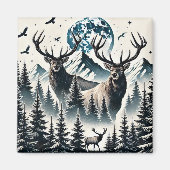 Elk in een mystiek bos onder een maanverlichte ber magneet (Voorkant)