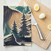 Elk in gestileerd bos met Sterrennacht Sky Theedoek (Quarter Fold)