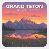 Elk in het Grand Teton National Park Vierkante Sticker (Voorkant)