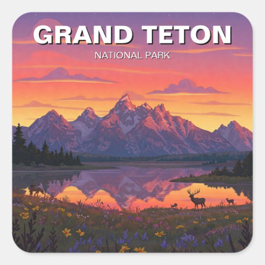 Elk in het Grand Teton National Park Vierkante Sticker (Voorkant)