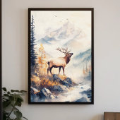 Elk in Mountain Forest Scenery Natuur Esthetisch Poster