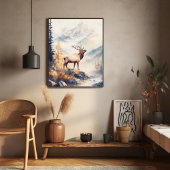 Elk in Mountain Forest Scenery Natuur Esthetisch Poster