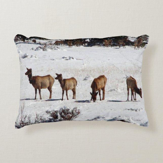 Elk in sneeuw accpillow accent kussen (Voorkant)