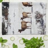 Elk in sneeuwkeukenhanddoek theedoek (Gevouwen)