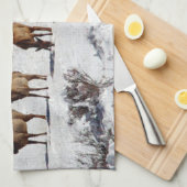 Elk in sneeuwkeukenhanddoek theedoek (Quarter Fold)