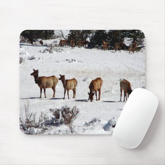 Elk in sneeuwmousepad muismat (Met muis)