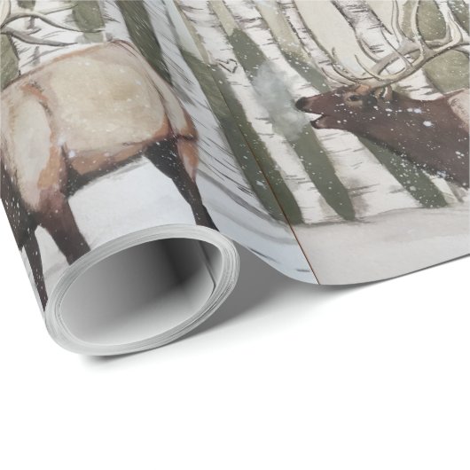 Elk in Snow Cadeaupapier (Rol Hoek)