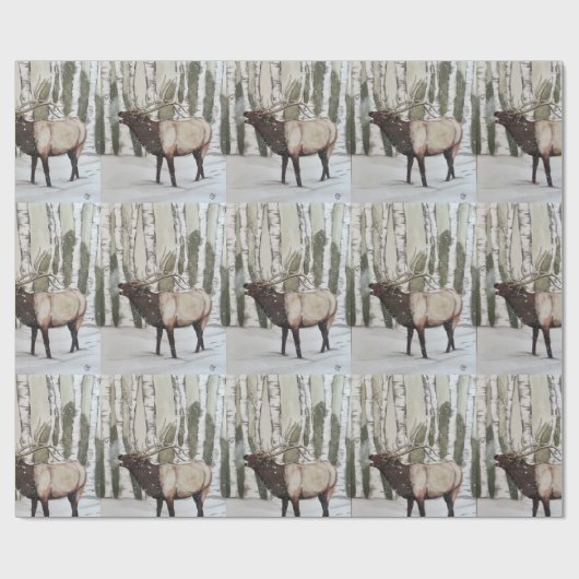 Elk in Snow Cadeaupapier (Vlak)