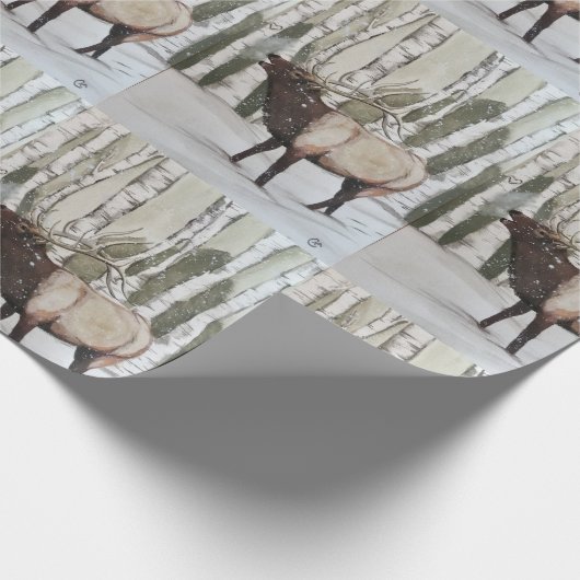Elk in Snow Cadeaupapier (Hoek)