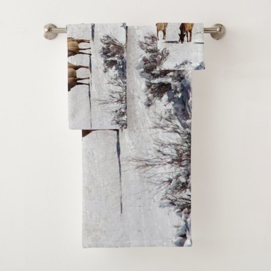 Elk in Snow-handdoekset Bad Handdoek (Insitu)