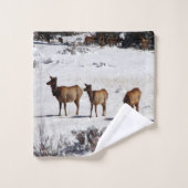 Elk in Snow-handdoekset Bad Handdoek (Wasdoekje)