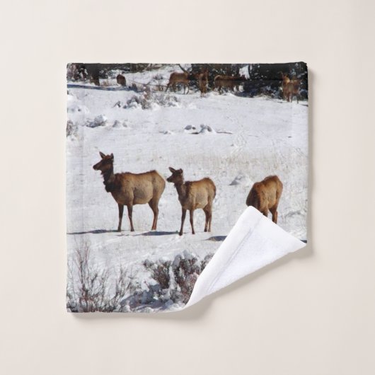 Elk in Snow-handdoekset Bad Handdoek (Wasdoekje)