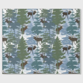 Elk in the Winter Forest Cadeaupapier (Vlak)