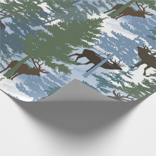 Elk in the Winter Forest Cadeaupapier (Hoek)