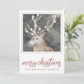 Elk in Winter Snow Holiday Kaart (Staand voorkant)