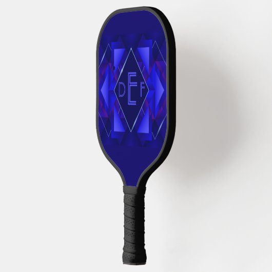 Elk Initiaal monogram blauw geometrisch diamant Pickleball Paddle (Links)