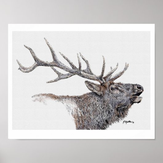Elk Inkt en Waterverf Poster (Voorkant)