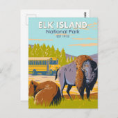 Elk Island National Park Canada Bison  Briefkaart (Voorkant / Achterkant)