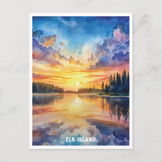 Elk Island National Park Waterverf Schilderij Briefkaart (Voorkant)