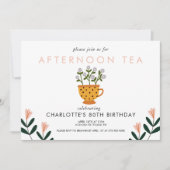 Elk jaar Abstracte bloemen Tea Party Birthday Kaart (Voorkant)