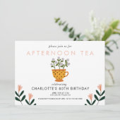 Elk jaar Abstracte bloemen Tea Party Birthday Kaart (Staand voorkant)