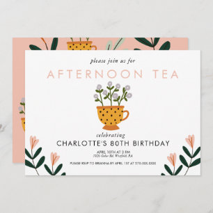 Elk jaar Abstracte bloemen Tea Party Birthday Kaart