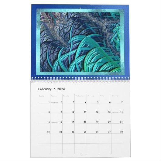 Elk jaar Abstracte moderne fractale kunst Kalender (Feb 2026)