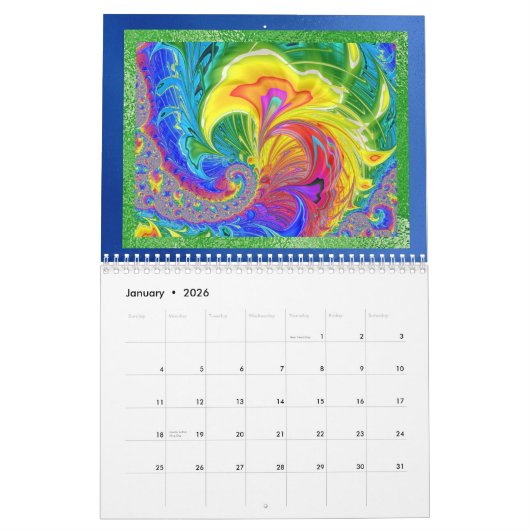 Elk jaar Abstracte moderne fractale kunst Kalender (Jan 2026)