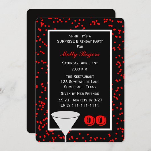 Elk jaar Adult Surprise Verjaardag in rood en zwar Kaart (Voorkant / Achterkant)