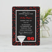 Elk jaar Adult Surprise Verjaardag in rood en zwar Kaart (Staand voorkant)